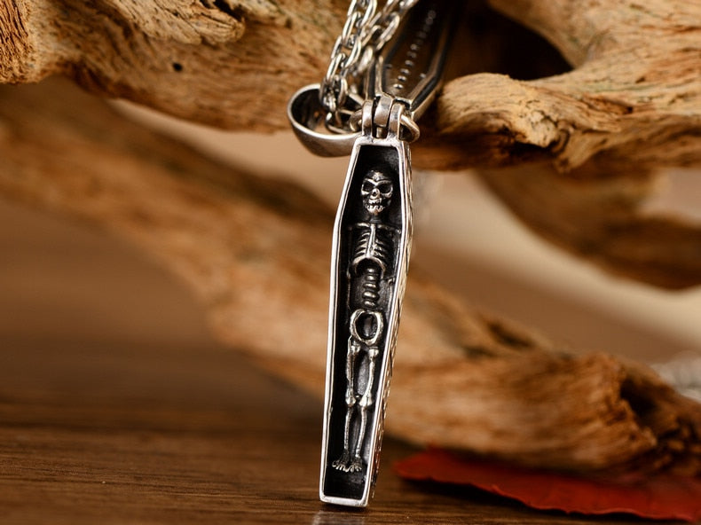 925 sterling Silver Skull Coffin Pendant