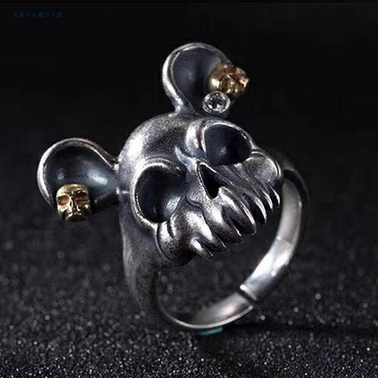 925 Sterling Silver Evil Mickey Skull Ring