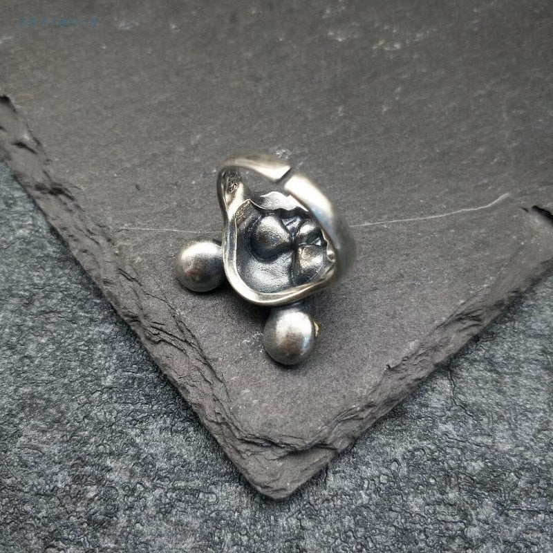 925 Sterling Silver Evil Mickey Skull Ring
