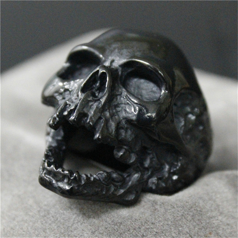 Black Silver Huge Death Skull Ring