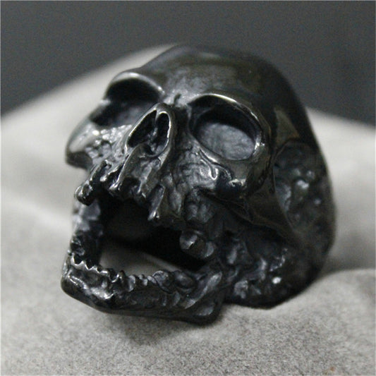 Black Silver Huge Death Skull Ring