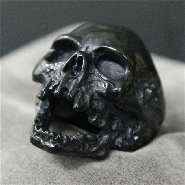 Black Silver Huge Death Skull Ring