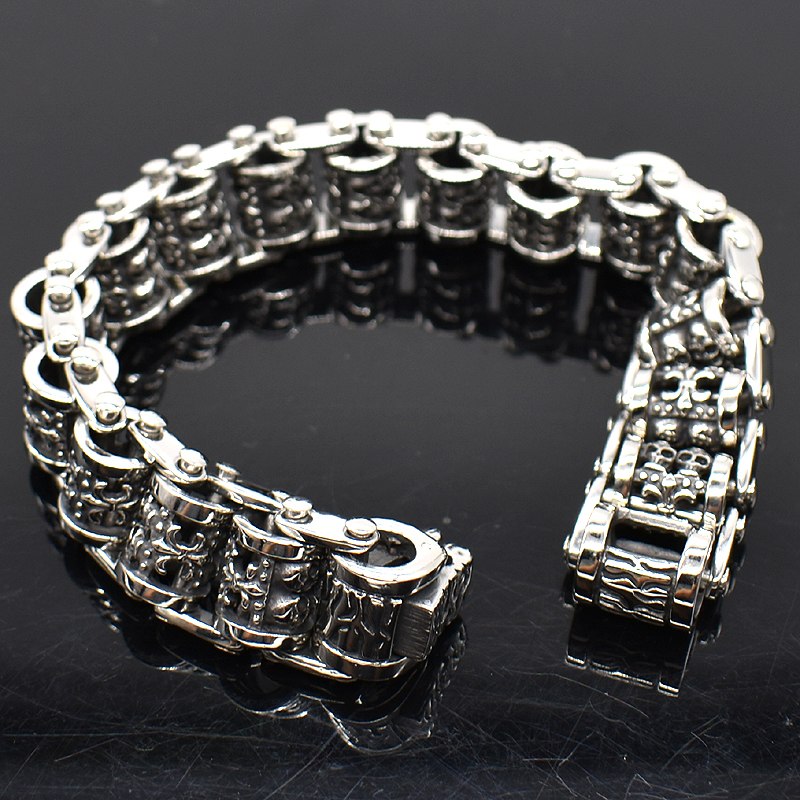 Punk Rock Skull Casting Chain Stainless Steel Bracelet Bangle