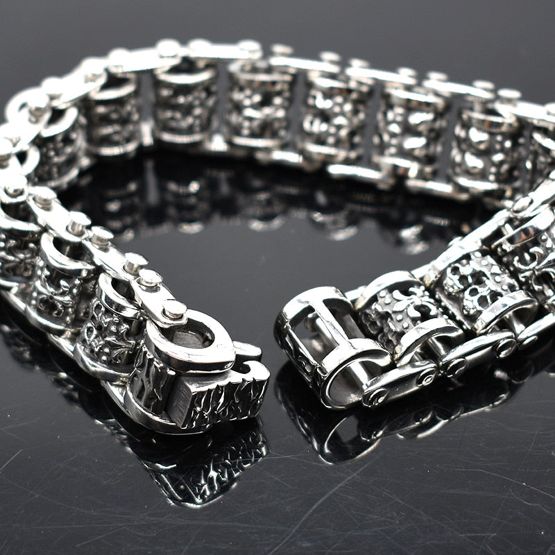 Punk Rock Skull Casting Chain Stainless Steel Bracelet Bangle