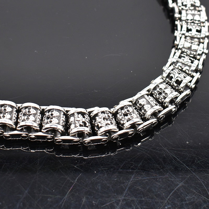 Punk Rock Skull Casting Chain Stainless Steel Bracelet Bangle
