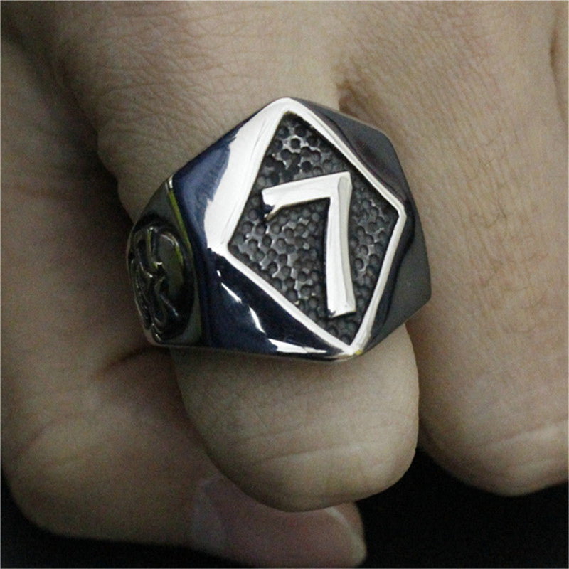 Stainless Steel Punk Rock Number 7 Skull Men Ring