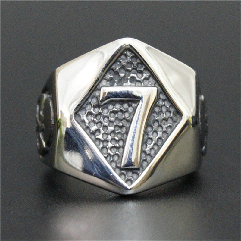 Stainless Steel Punk Rock Number 7 Skull Men Ring