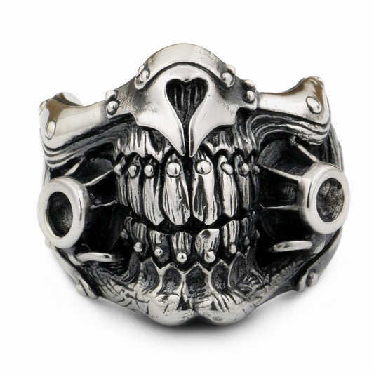 Immortan Joe Skull Ring 925 Sterling Silver Men Biker Punk Style. Badass skull ring. Badass biker skull ring. badass skull jewelry. Badass skull accessories.