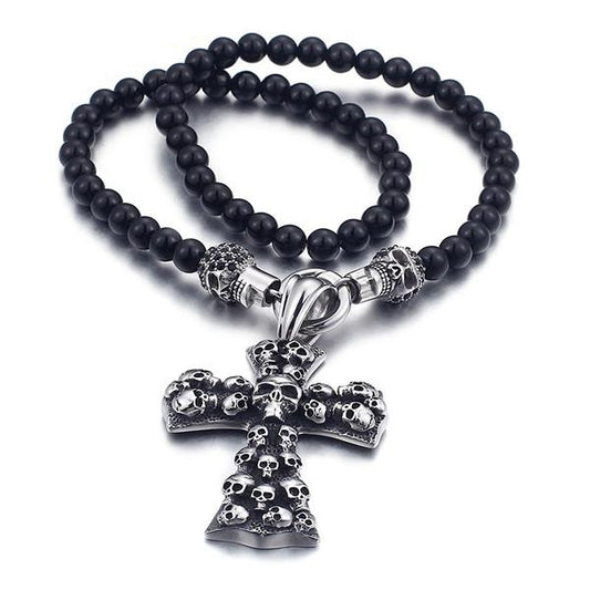 Punk Rock Black Skull Cross Pendant