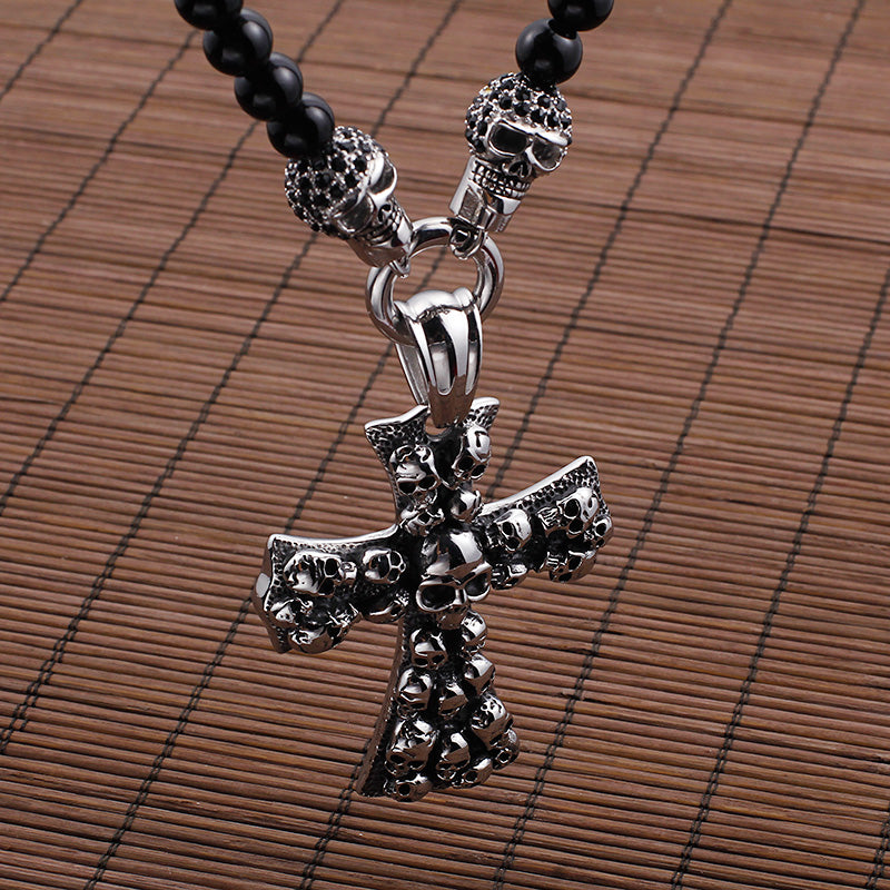 Punk Rock Black Skull Cross Pendant