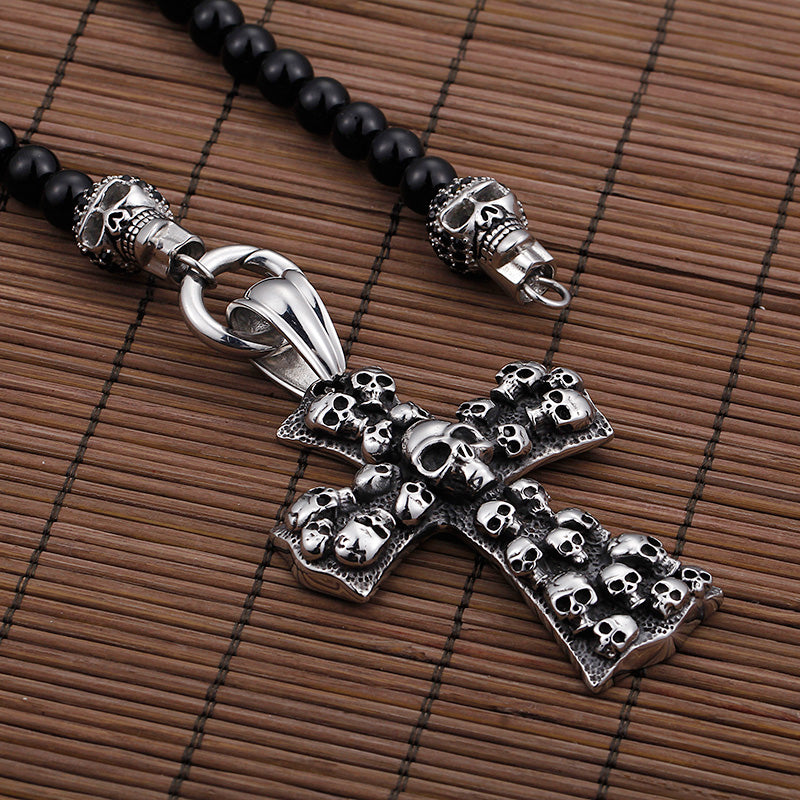Punk Rock Black Skull Cross Pendant