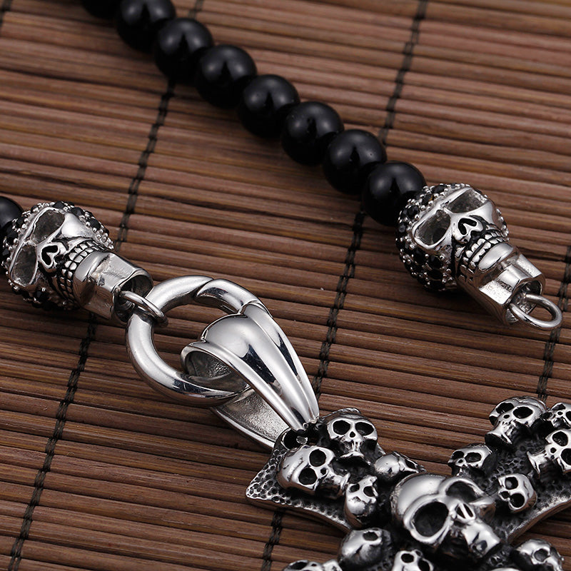 Punk Rock Black Skull Cross Pendant