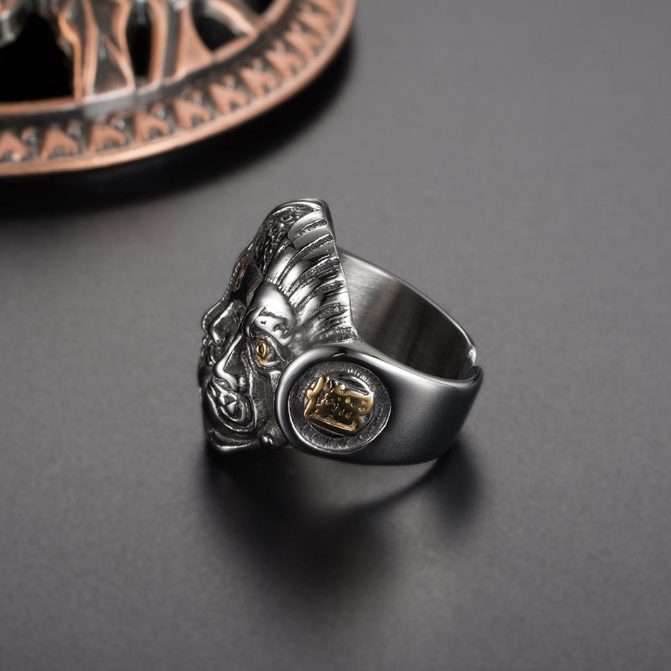 Stainless Steel Punk Style Thailand Buddha Evil Skull Ring