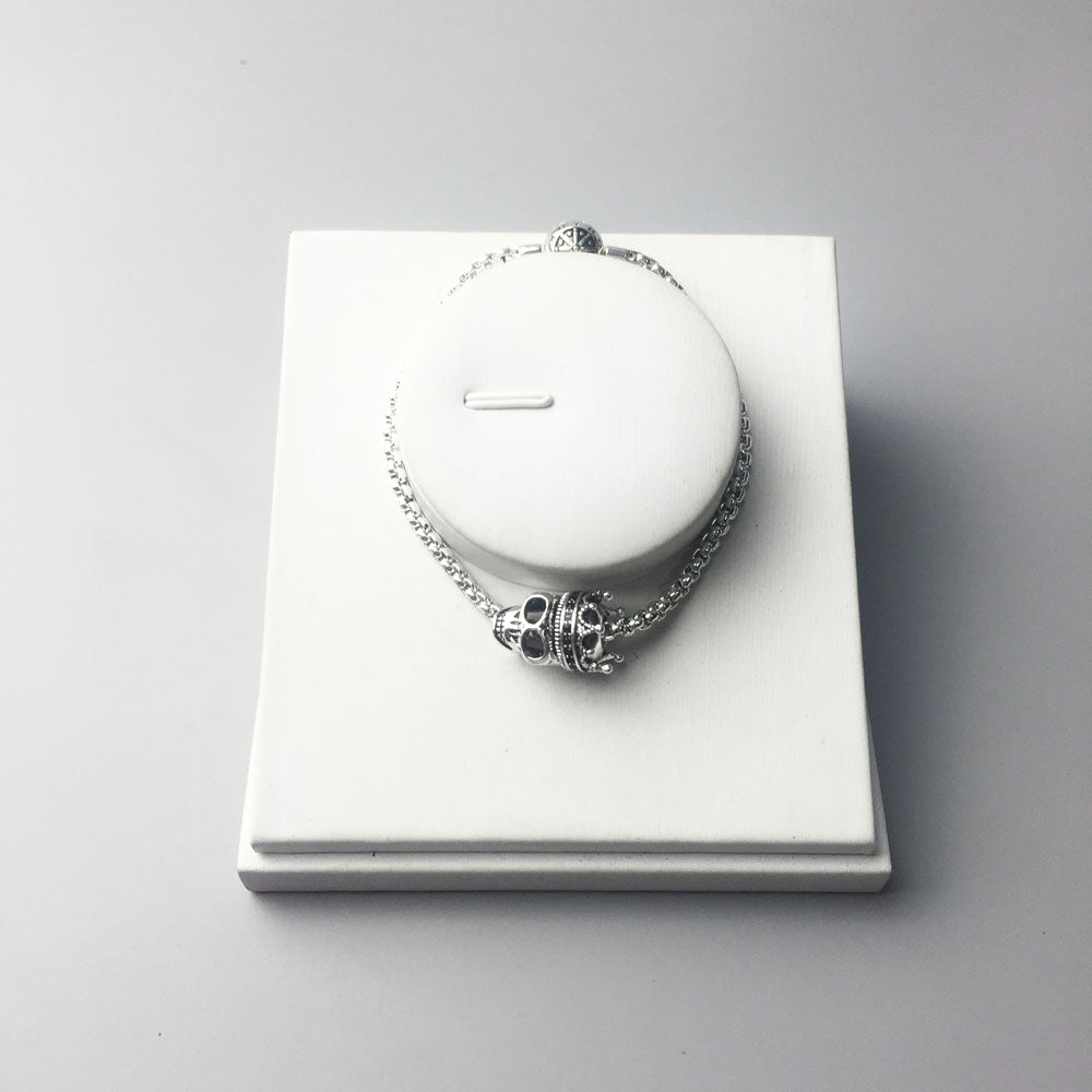 Beads Chain Bracelet With Skull King Karma Charm
