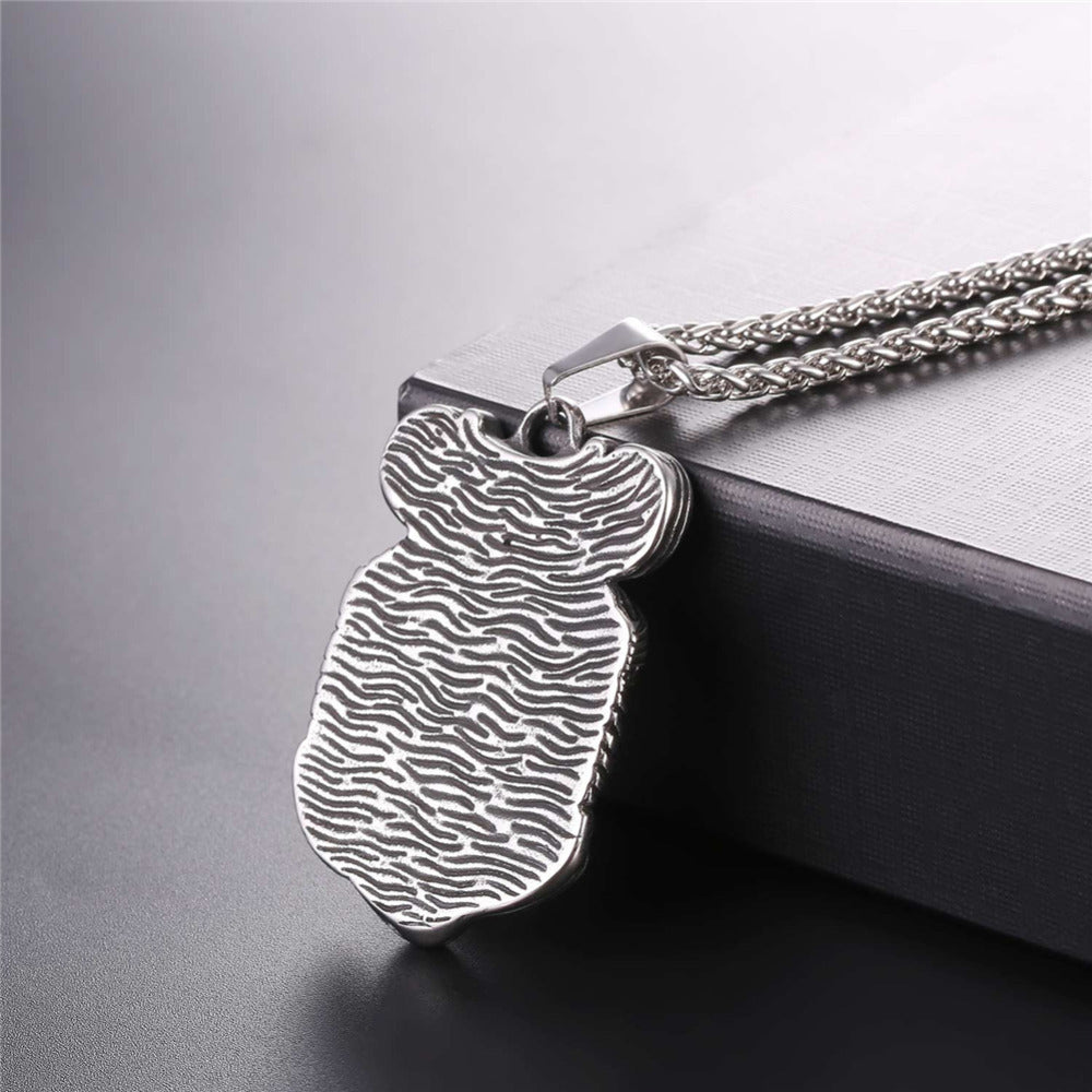 Stainless Steel Cool Punk Seven Skulls Two-color Tag Pendant Necklace