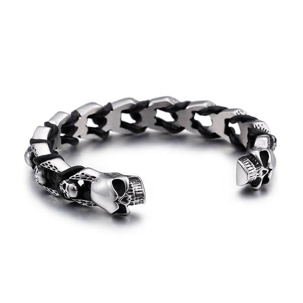 Punk Rock Stainless Steel Skull Bracelets & Bangles. Badass Biker Skull bracelet. Badass biker bracelet. Badass Skull Accessories. Badass skull jewelry.