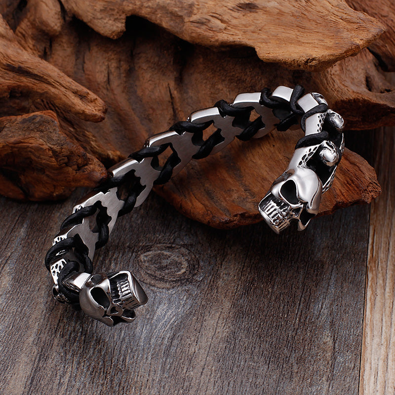 Punk Rock Stainless Steel Skull Bracelets & Bangles. Badass Biker Skull bracelet. Badass biker bracelet. Badass Skull Accessories. Badass skull jewelry.