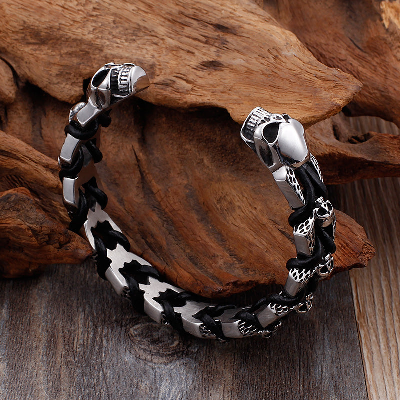 Punk Rock Stainless Steel Skull Bracelets & Bangles. Badass Biker Skull bracelet. Badass biker bracelet. Badass Skull Accessories. Badass skull jewelry.