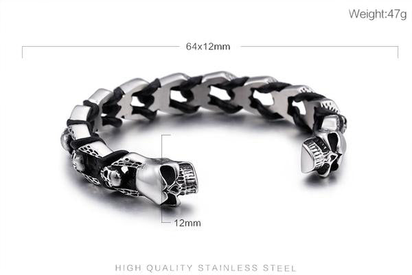 Punk Rock Stainless Steel Skull Bracelets & Bangles. Badass Biker Skull bracelet. Badass biker bracelet. Badass Skull Accessories. Badass skull jewelry.