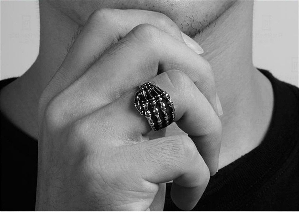 Silver Skull Fingers Ring