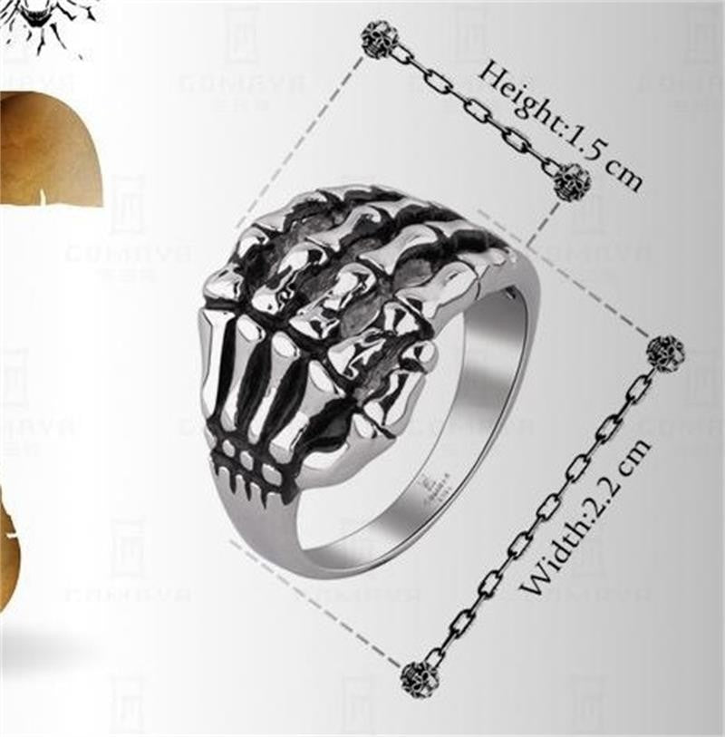 Silver Skull Fingers Ring