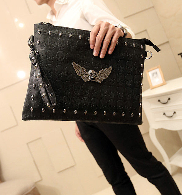 Black PU Leather Skull Shoulder Bags