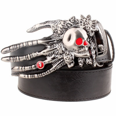 Red Eyes Skull Hand Buckle Leather Belts