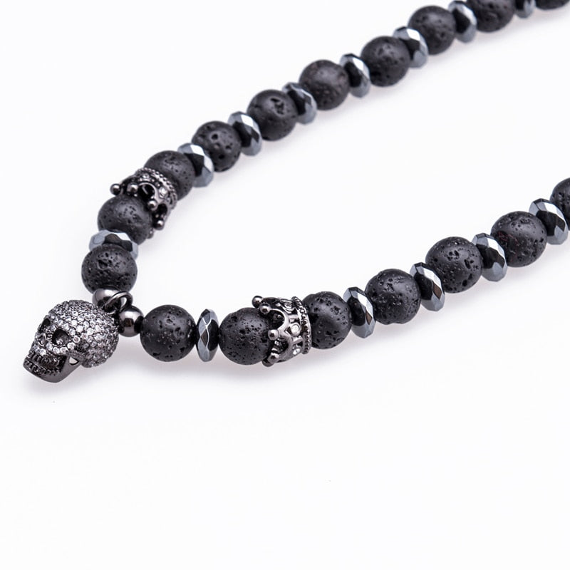 Natural Tiger Eye Stone Skull Necklaces