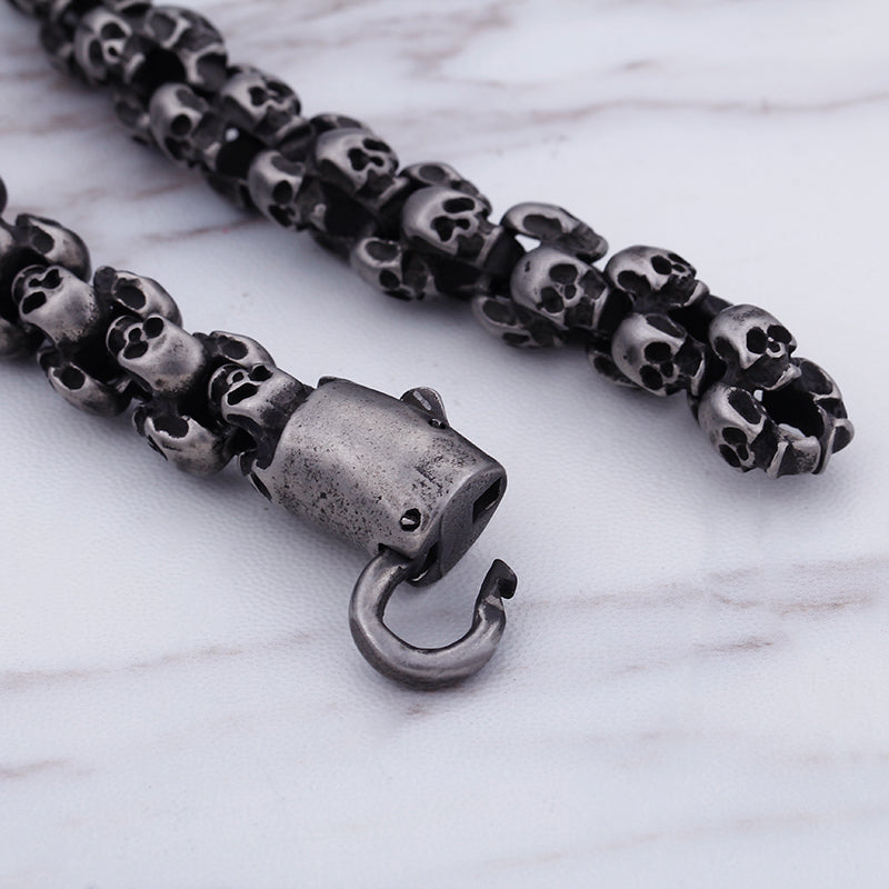 Stainless Steel Skull Necklace and Bracelet Set For Men