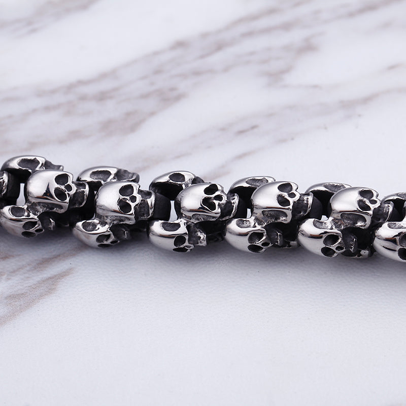 Stainless Steel Skull Necklace and Bracelet Set For Men