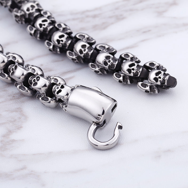 Stainless Steel Skull Necklace and Bracelet Set For Men