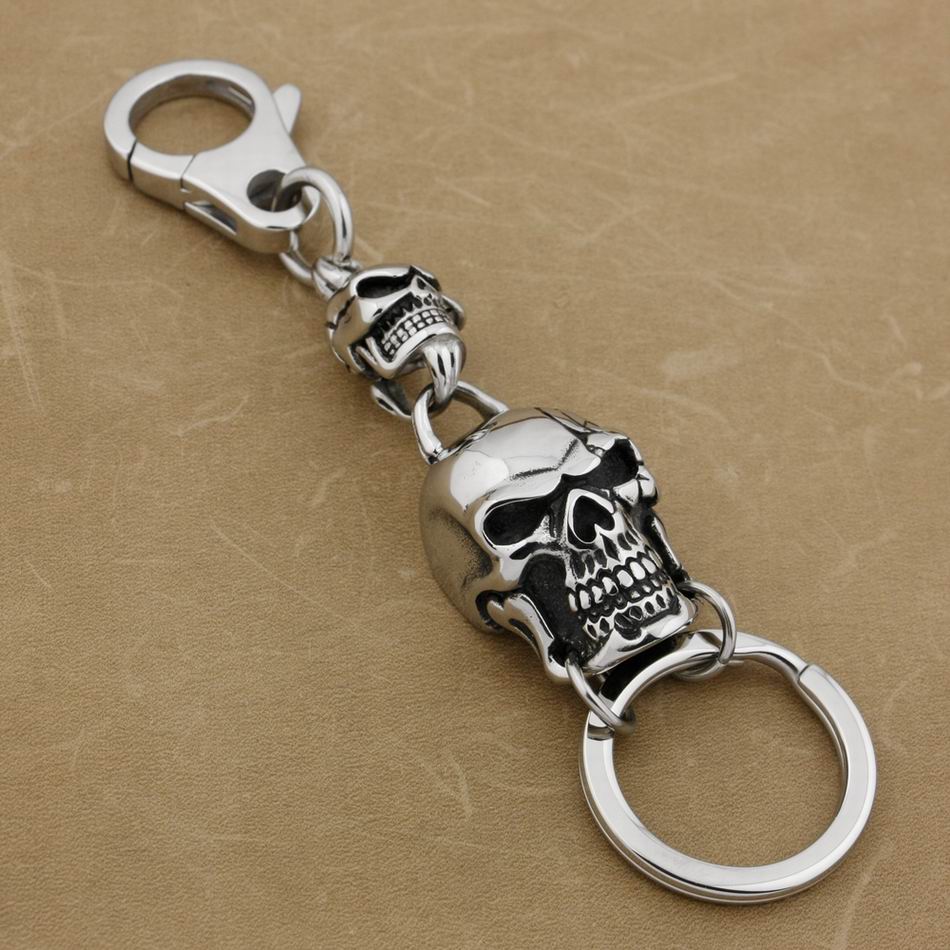 Stainless Steel Huge Skull Biker KeyChain