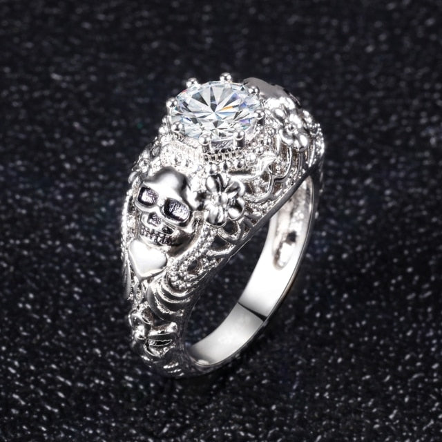 Biker Chick Skull CZ Ring