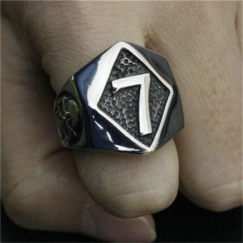 Stainless Steel Punk Rock Number 7 Skull Men Ring
