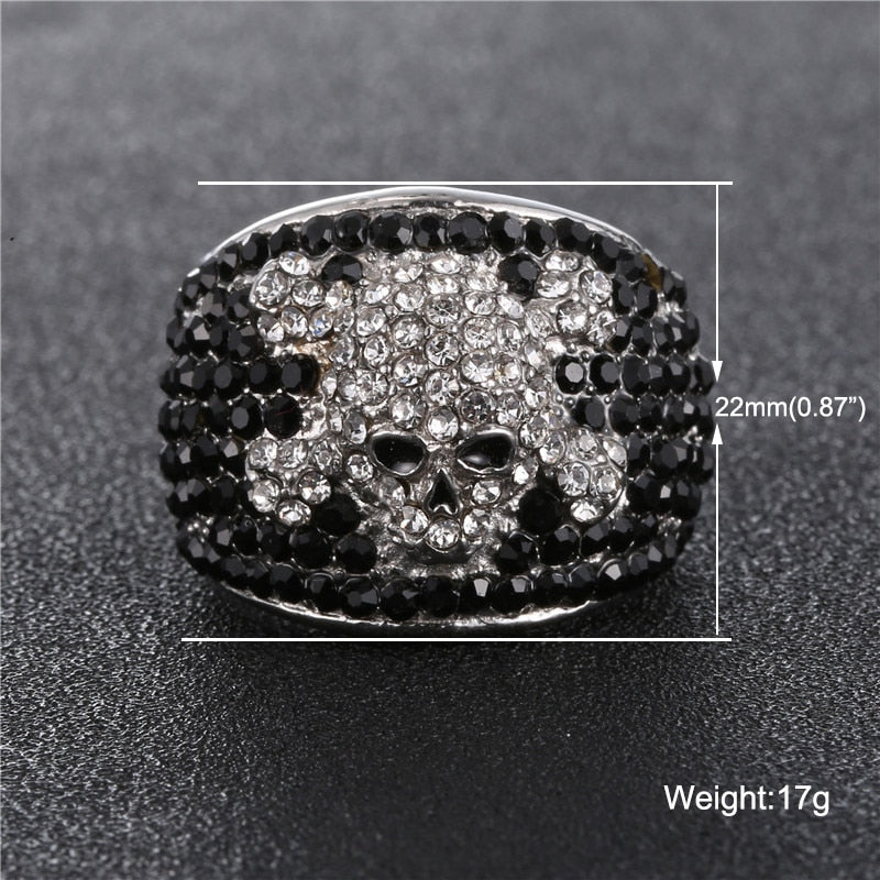 Rock Star Cubic Zirconia Stainless Steel Skull Rings