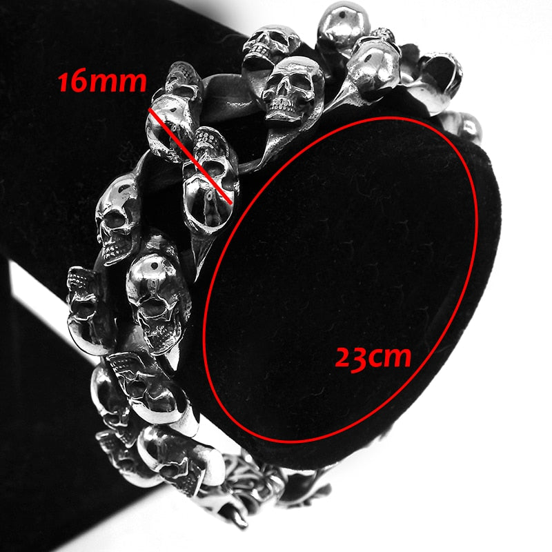 Heavy Stainless Steel Skull Chain Bracelet