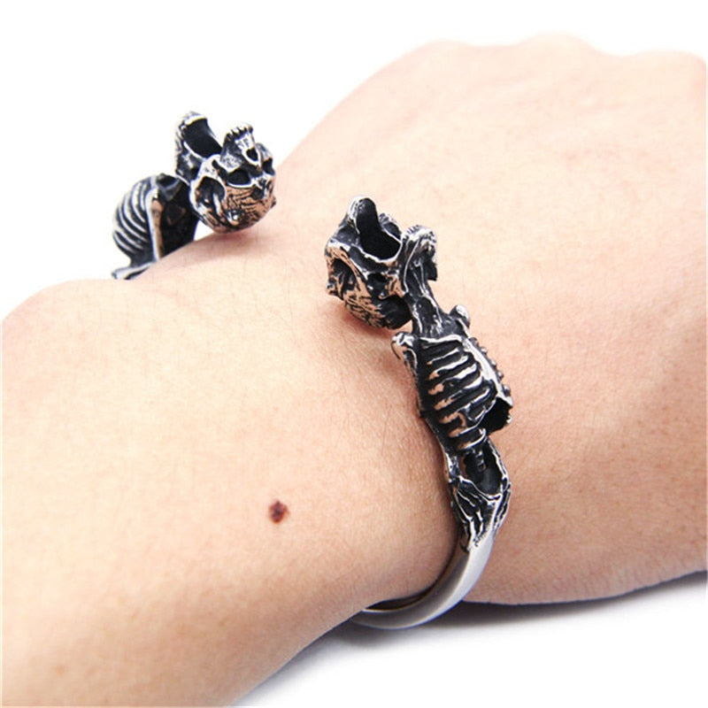 316L Stainless Steel Roaring Skull Bracelet