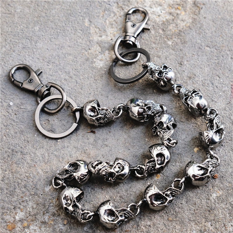 Heavy Waist Biker Wallet Skull Keychain
