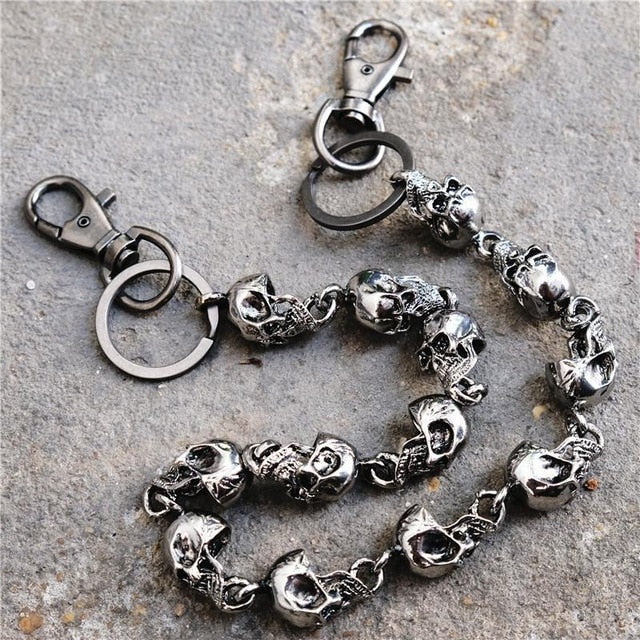 Heavy Waist Biker Wallet Skull Keychain