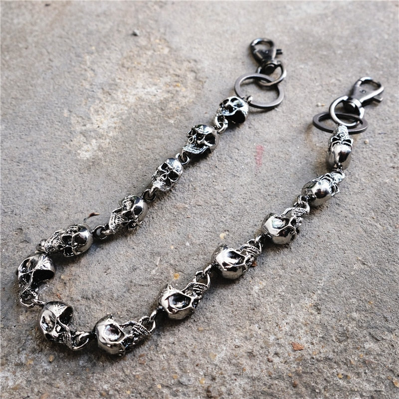Heavy Waist Biker Wallet Skull Keychain