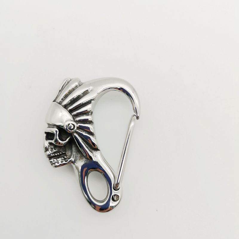 Stainless Steel Indian Tribes Skull Keychain