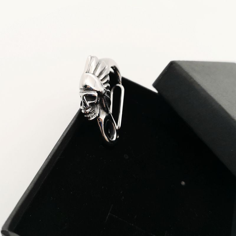Stainless Steel Indian Tribes Skull Keychain