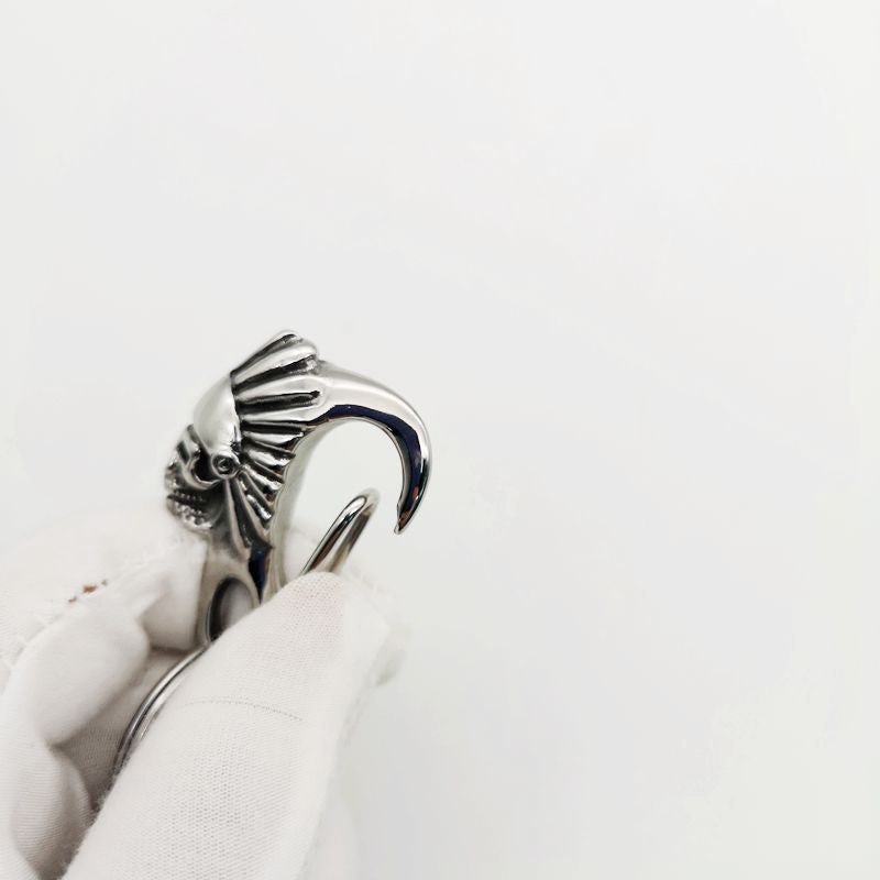 Stainless Steel Indian Tribes Skull Keychain