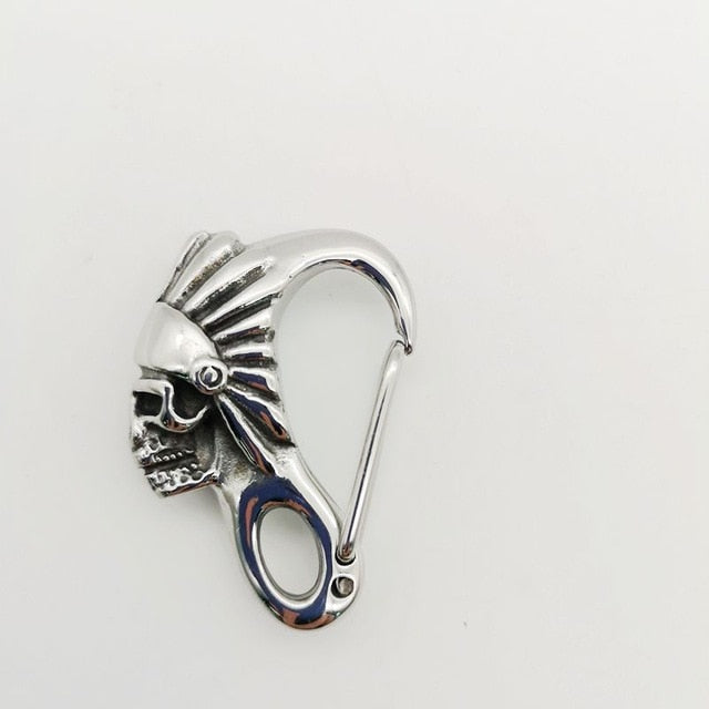 Stainless Steel Indian Tribes Skull Keychain