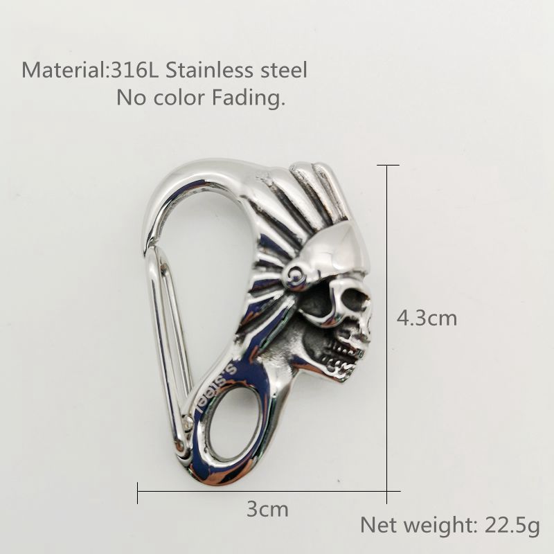 Stainless Steel Indian Tribes Skull Keychain