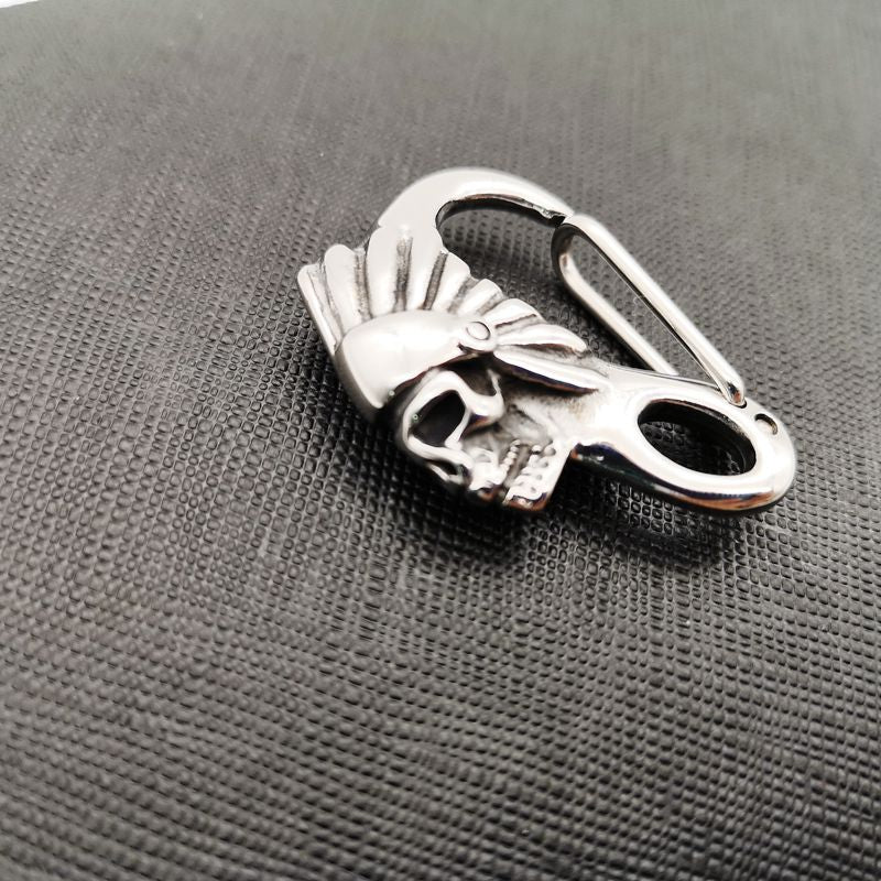 Stainless Steel Indian Tribes Skull Keychain