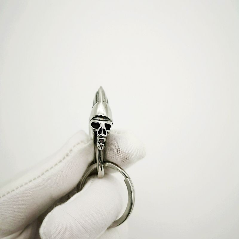 Stainless Steel Indian Tribes Skull Keychain