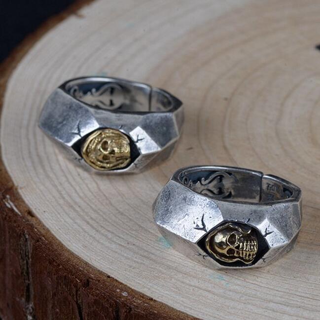 Resizable Real Pure Silver Unique Designed Skull Ring