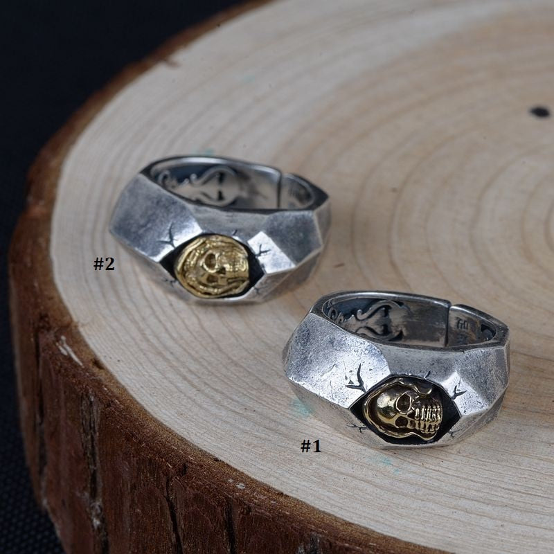 Resizable Real Pure Silver Unique Designed Skull Ring