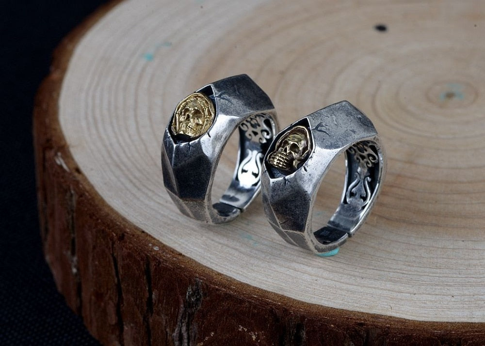 Resizable Real Pure Silver Unique Designed Skull Ring